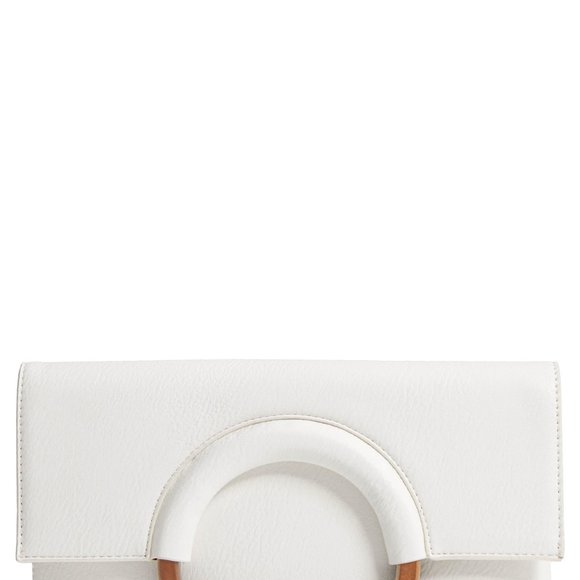 BP CLUTCH - FAUX LEATHER - WHITE - WOODEN HANDLE - Picture 7 of 10